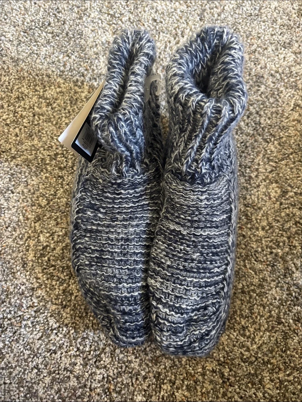 Cuddl Duds Men's Marled Navy and Gray Cozy Crew Socks